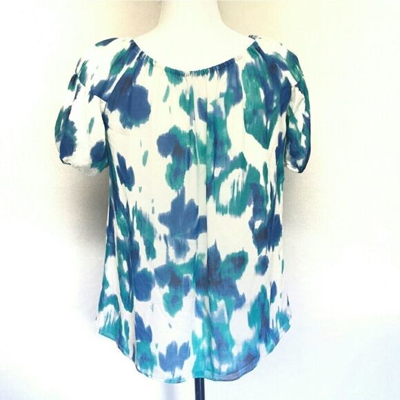 KENNETH Cole Watercolor Silk Blouse  Wide Shoulder - Picture 5 of 7